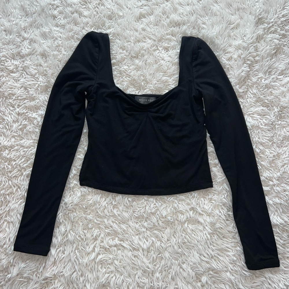 White Fox Black Cropped Long Sleeve - Picture 4 of 8